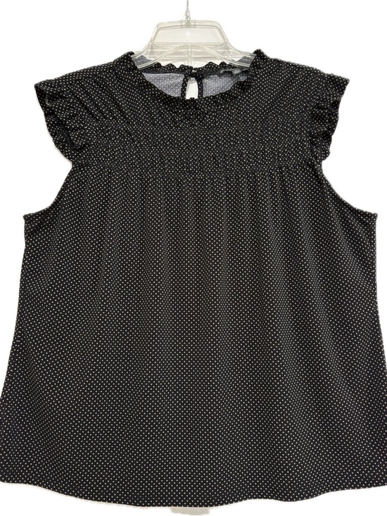 Adrianna Papell Tops - Adrianna Papell Black with Gold/Tan Polka Dot Ruffle Sleeveless Blouse XL